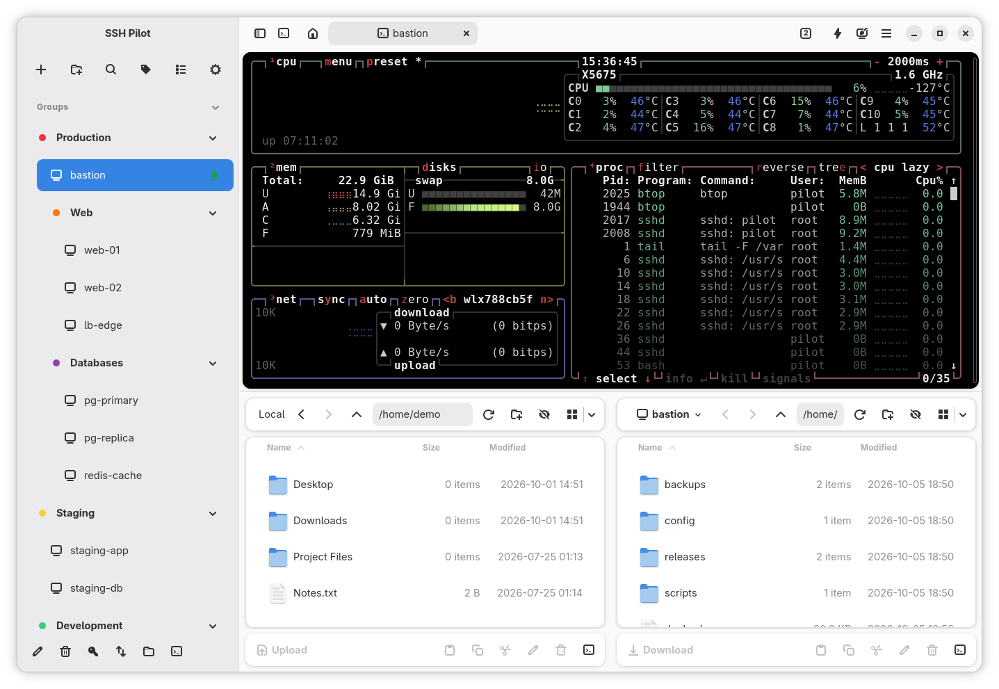 Terminal and file manager
